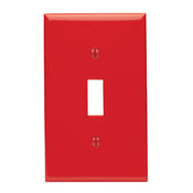 1-Gang Toggle Device Switch Wallplate, Standard Size, Thermoplastic Nylon, Device Mount, Red