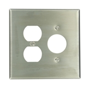 2-Gang 1-Duplex 1-Single 1.406-Inch Diameter, Device Combination Wallplate, Oversized, Device Mount, Stainless Steel