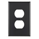 1-Gang Duplex Receptacle Wallplate, Midway Size, Black