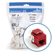 61110-BC6 8-Conductor 8-Position Channel/Component Rated UTP Connector, Cat 6 Module, Panel Mount, 1 Ports, Plastic, Crimson Red