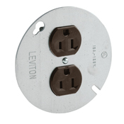 15 Amp, 125 Volt, Duplex Receptacle On 4-Inch Cover, Zinc Plated Steel