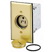 15-Amp, 125-Volt, Floor Mounting Single Receptacle, Straight Blade, Commercial Grade, Self Grounding, Ivory