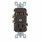 15 Amp, 120 Volt, Duplex Style Combination Single Pole Switch/Receptacle Grounding, Brown