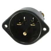 15 Amp, 250 Volt, Flanged Inlet Receptacle, Straight Blade, Commercial Grade, Grounding, Back Wired, Black