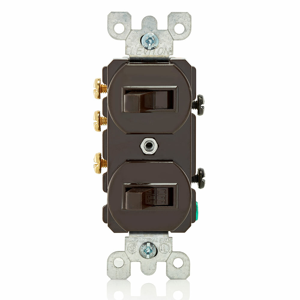 15 Amp, 120/277 Volt, Duplex Style Single-Pole/3-Way Ac Combination Switch, Commercial Grade, Brown