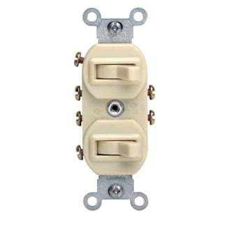 5243 15 Amp, 120/277 Volt, Duplex Style Two 3-Way Combination Switch, Commercial Grade, White