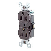  5248-CP 15 Amp, 125 Volt, Duplex Receptacle, 8-Hole Quickwire, No Terminal Screws, Residential Grade, Grounding, Contractor Pack, Ivory