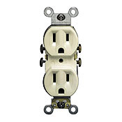 15 Amp, 125 Volt, Duplex Receptacle, Residential Grade, Self-Grounding, Brown
