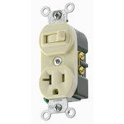 5335-I Decora Combination Duplex Style Grounding AC Switch, 20 A, 120/277 V AC, 125 V AC, 1 Poles, 3 Wires, 14 to 12 AWG Wire