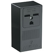 30 Amp, 250 Volt, Surface Mounting Receptacle, Straight Blade, Industrial Grade, Grounding, Black