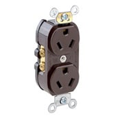 15 Amp, 277 Volt, Slim Body Duplex Receptacle, Straight Blade, Commercial Grade, Self Grounding, Brown
