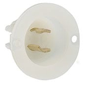 15 Amp, 125 Volt, Non-Grounding, Flanged Inlet Locking Receptacle, Industrial Grade, MiniLock, White