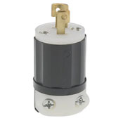 15 Amp, 125 Volt, Industrial Grade, Locking Plug, Grounding, MiniLock, Black-White