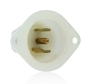 15 Amp, 125/250 Volt, Industrial Grade, Flanged Inlet Locking Receptacle, Industrial Grade, MiniLock, White