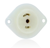 15 Amp, 125/250 Volt, Non-Grounding, Flanged Outlet Locking Receptacle, Industrial Grade, MiniLock, White