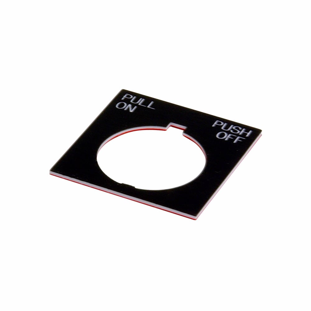 Eaton E34 pushbutton legend plate, E34 series, Square Legend Plate, Plastic, White, Legend: PULL ON/PUSH OFF, 1/8 In high, Jumbo