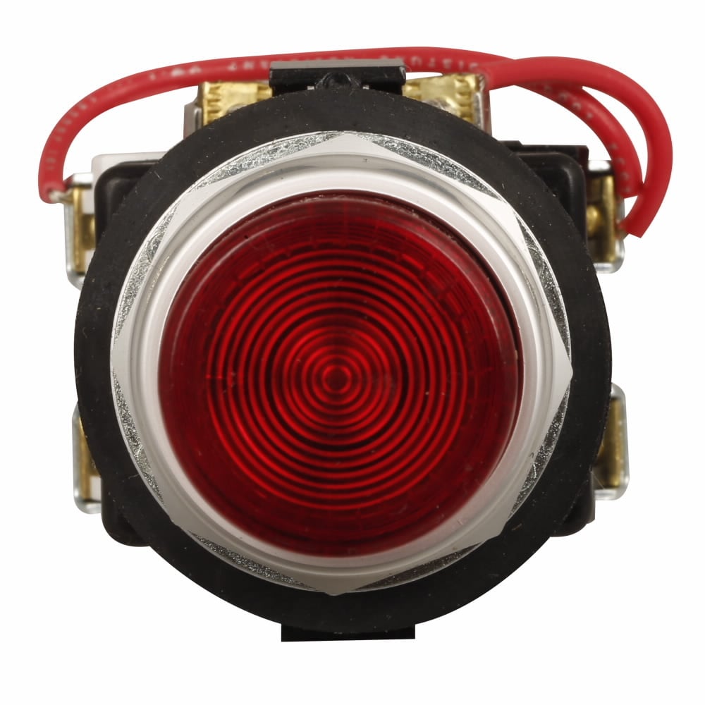 Eaton HT800 pushbutton, 30.5 mm, Watertight/Oiltight, Push-to-test light unit, NEMA 1, 2, 3, 3R, 4, 4X, 12, Illuminated, Push-to-test, Incandescent, full voltage light unit, Green lens, Plastic, 120 Vac/dc, Chrome bezel_