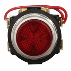 Eaton HT800 pushbutton, 30.5 mm, Watertight/Oiltight, Push-to-test light unit, NEMA 1, 2, 3, 3R, 4, 4X, 12, Illuminated, Push-to-test, Incandescent, full voltage light unit, Red lens, Plastic, 24 Vac/dc, Chrome bezel