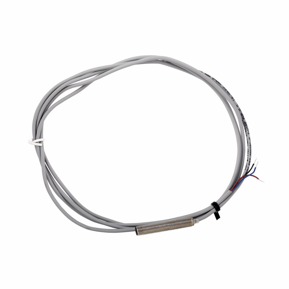 Inductive Global Proximity Sensor, E57, 1 mm range, Straight, 8 mm, Shielded, Output ON, 3-wire, 6.6 ft, 100 mA at 10-30 Vdc, <1.0% sensing range, PVC, PNP open collector, NO, 10-30 Vdc