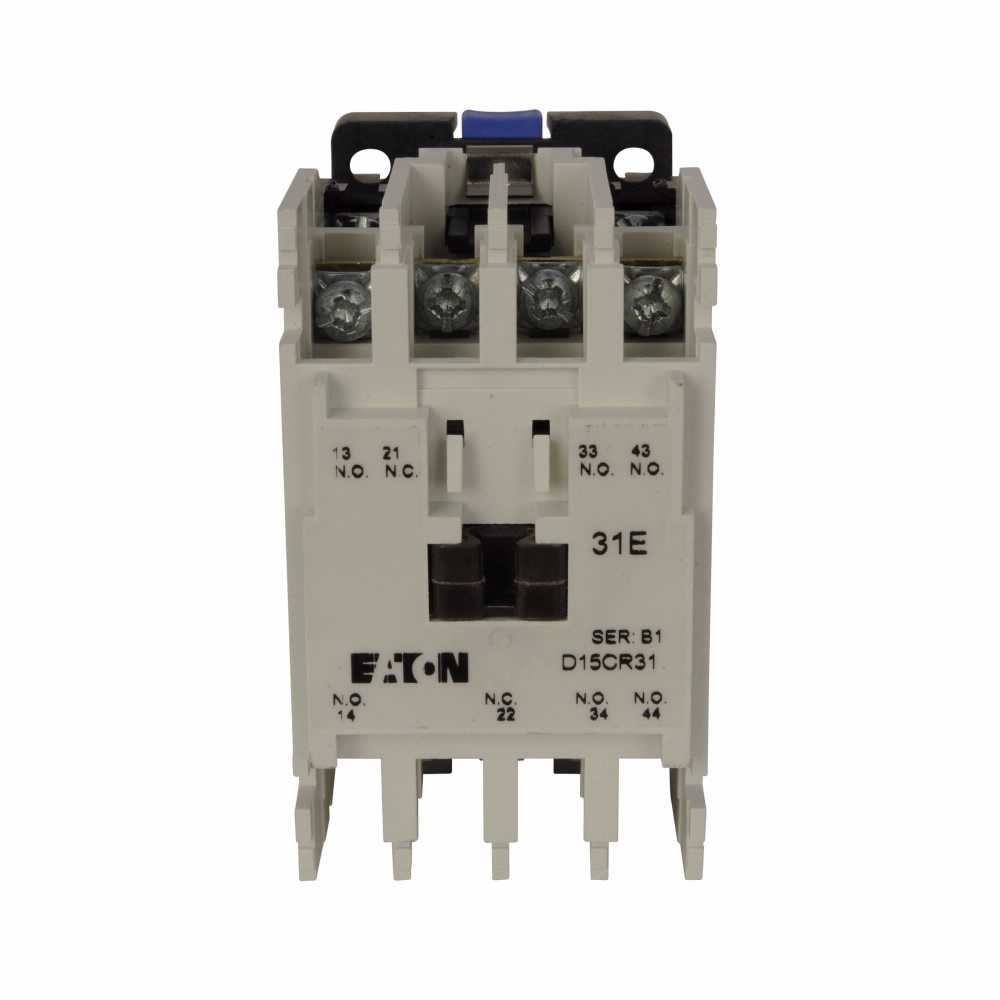 Eaton D15 Series Freedom 600V Multi-pole Relay, Four-pole, 110/120V coil voltage, 50/60 Hz, 3NO-1NC contact configuration, 60A make, 6.0A break contact rating, 10A rated operational current