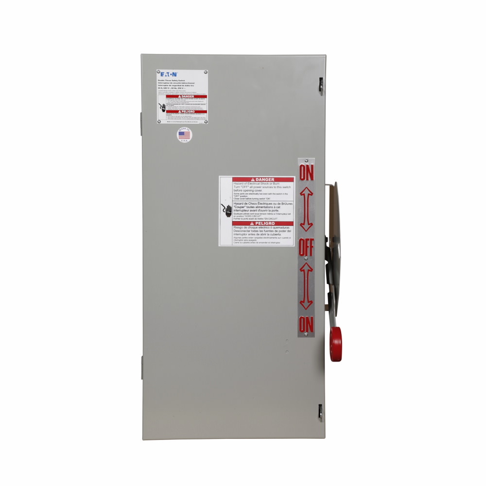Eaton Heavy duty double-throw non-fused safety switch, 100 A, NEMA 1, Painted steel, Non-fusible, Three-pole, Three-wire, 600 Vac, 250 Vdc