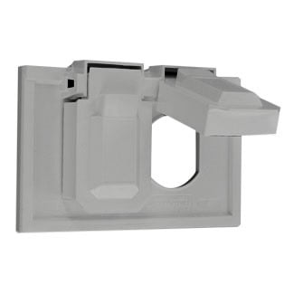 1-Gang Duplex Device Wallplate Cover, Weather-Resistant, Thermoplastic, Device Mount, Horizontal, Gray