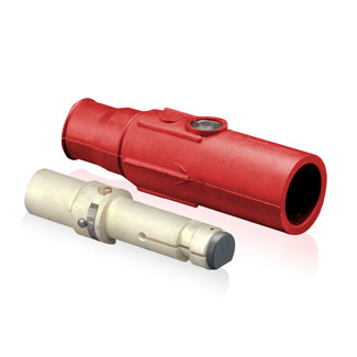 Ball Nose In-Line Latching Male Plug, 22 Series Single Pole Cam-Type Contact & Insulator, Crimped, 350-500MCM, 690 Amp Max - RED