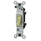 15 Amp, 120 Volt, Toggle Framed Single-Pole AC Quiet Switch, Residential Grade, Grounding, Ivory