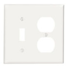 2-Gang 1-Toggle 1-Duplex Device Combination Wallplate, Standard Size, Thermoset, Device Mount, White