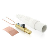 Male Plug, Contact and Insulator, Cam-Type, Detachable, Double Set Screw, Number 2, 2/0 AWG, 300A, Taper Nose, Type 3R, 3-Inch, White