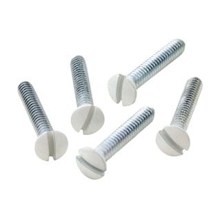 7/8-Inch Long 6-32 Thread, Oval Head Milled Slot Replacement Wallplate Screws, White