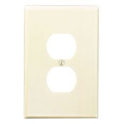1-Gang Duplex Device Receptacle Wallplate, Oversized, Thermoset, Device Mount, Ivory