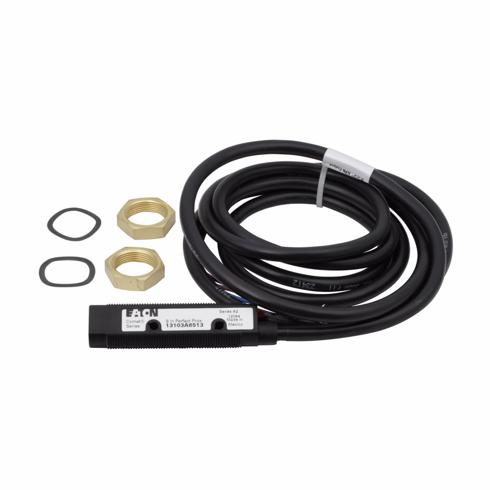 Eaton Comet 18mm tubular photoelectric sensor, Perfect Prox Photoelectric Sensor, Comet, Back Ground Suppression, 9 in range, Forward Viewing, Output ON, 6.6 ft, 300 mA AC/DC at 20-264 Vac/15-30 Vdc, PVC, AC: L1 switched