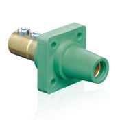 16-Series Taper Nose, 90-Degree, Female Panel Receptacle, Cam-Type Connector, Green