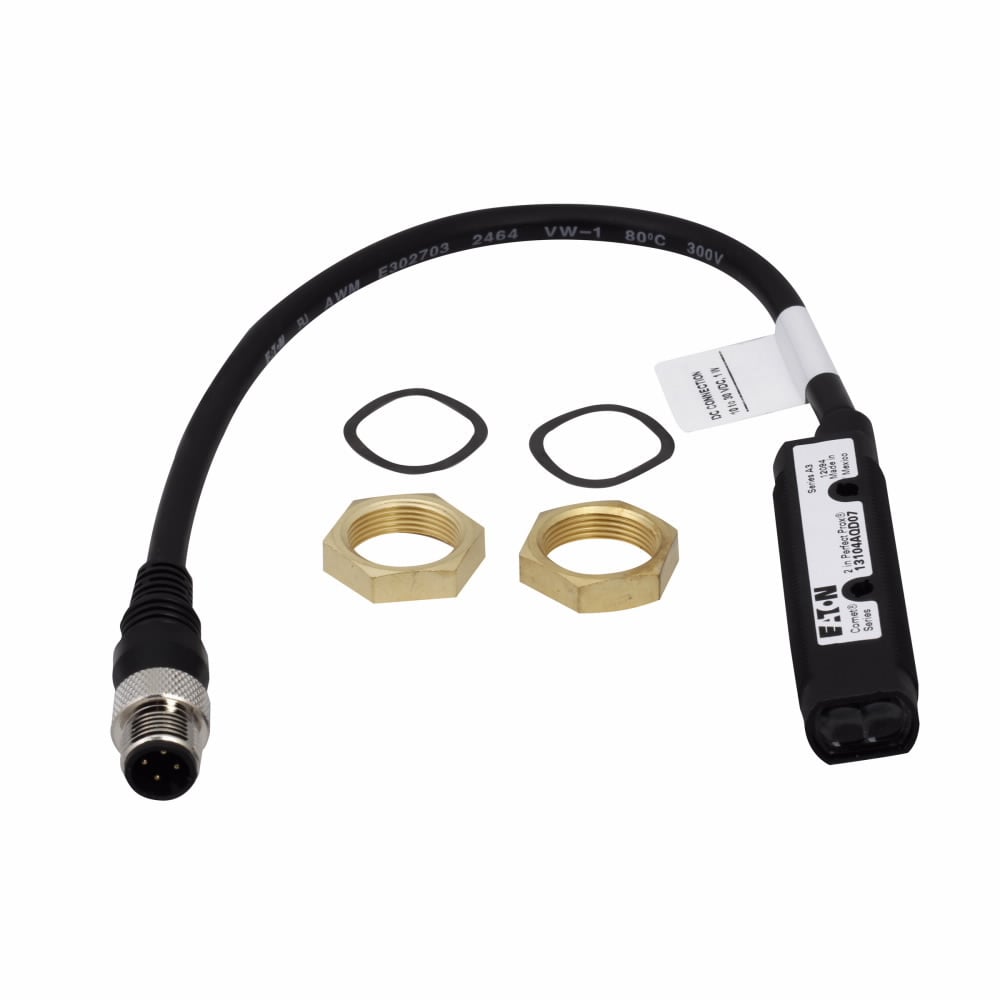 Eaton Comet 18mm tubular photoelectric sensor, Perfect Prox Photoelectric Sensor, Comet, Back Ground Suppression, 2 in range, Forward Viewing, Output ON, M12, 100 mA PNP, 250 mA NPN at 10-30 Vdc, 4 pin, NPN and PNP open collector, 10-30 Vdc