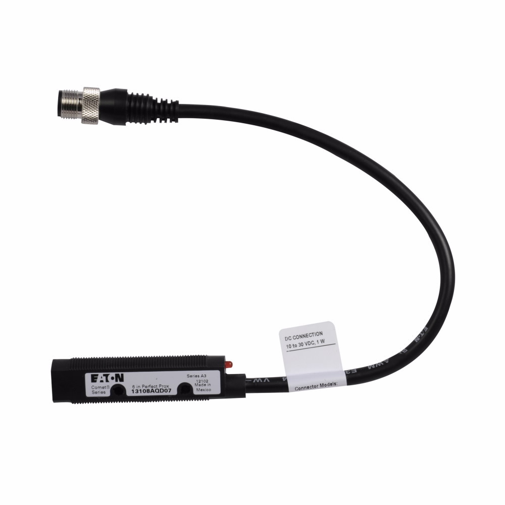 Eaton Comet 18mm tubular photoelectric sensor, Perfect Prox Photoelectric Sensor, Back Ground Suppression, 6 in range, Forward Viewing, Output ON, M12, 100 mA PNP, 250 mA NPN at 10-30 Vdc, 4 pin, NPN and PNP open collector, 10-30 Vdc