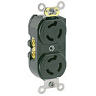 15 Amp, 250 Volt, Duplex Locking Receptacle, Industrial Grade, Grounding, Black