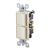 15 Amp, 120/277 Volt, Decora Brand Style Single-Pole, AC Combination Switch, Commercial Grade, Grounding, Black