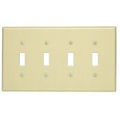 4-Gang Toggle Device Switch Wallplate, Midway Size, Thermoset, Brown