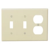 3-Gang 2-Toggle 1-Duplex Device Combination Wallplate, Midway Size, Ivory