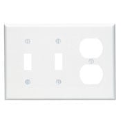 3-Gang 2-Toggle 1-Duplex Device Combination Wallplate, Midway Size, White