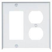 2-Gang 1-Duplex 1-Decora/GFCI Device Combination Wallplate, Standard Size, Thermoset, Device Mount, Brown