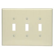 3-Gang Toggle Device Switch Wallplate, Oversized, Thermoset, Device Mount, Ivory