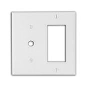 2-Gang 1-Decora 1-Telephone/Cable .406 Device Combination Wallplate, Thermoset, Strap Mount, Ivory