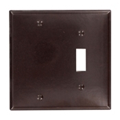 2-Gang 1-Toggle 1-Blank Device Combination Wallplate, Standard Size, Thermoset, Box Mount, Brown