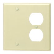 2-Gang 1-Duplex 1-Blank Device Combination Wallplate, Standard Size, Thermoset, Box Mount, Ivory