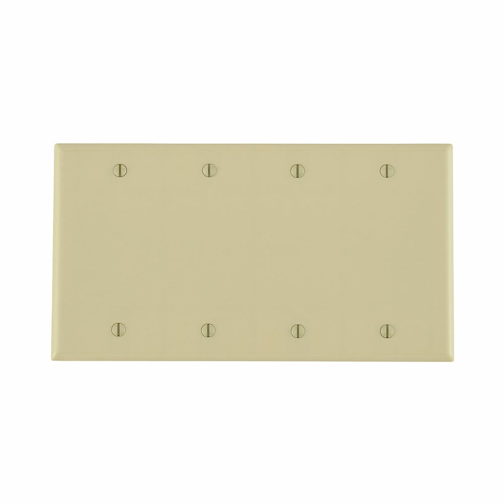 4-Gang No Device Blank Wallplate, Standard Size, Thermoset, Box Mount, Ivory