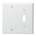2-Gang 1-Toggle 1-Blank Device Combination Wallplate, Standard Size, Thermoset, Box Mount, White
