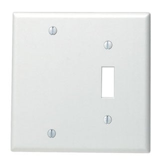 2-Gang 1-Toggle 1-Blank Device Combination Wallplate, Standard Size, Thermoset, Box Mount, White