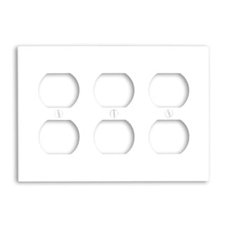 3-Gang Duplex Device Receptacle Wallplate, Standard Size, Thermoset, Device Mount, White